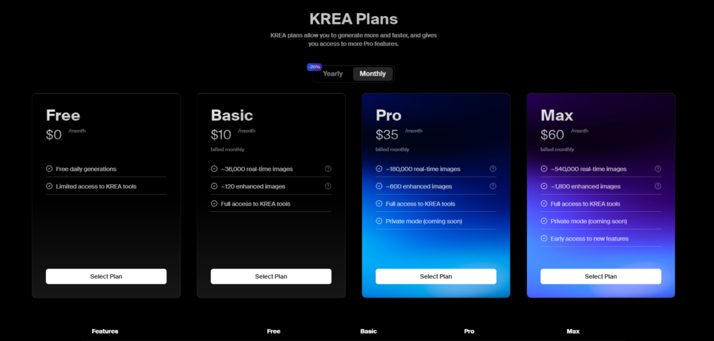 Krea AI Pricing