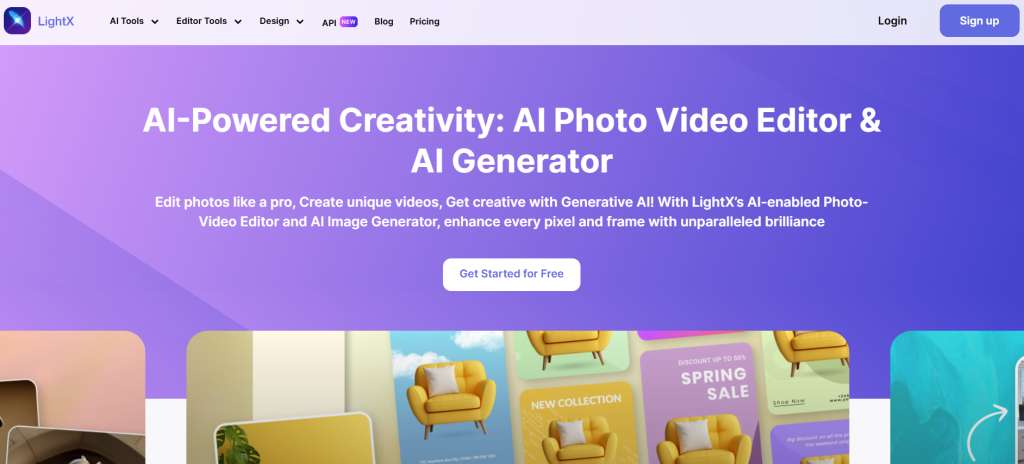 lightx editor homepage screenshot