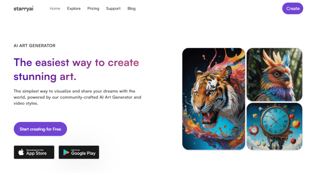 starry ai homepage screenshot