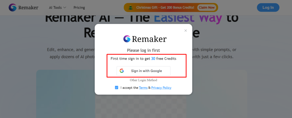 remaker ai login page